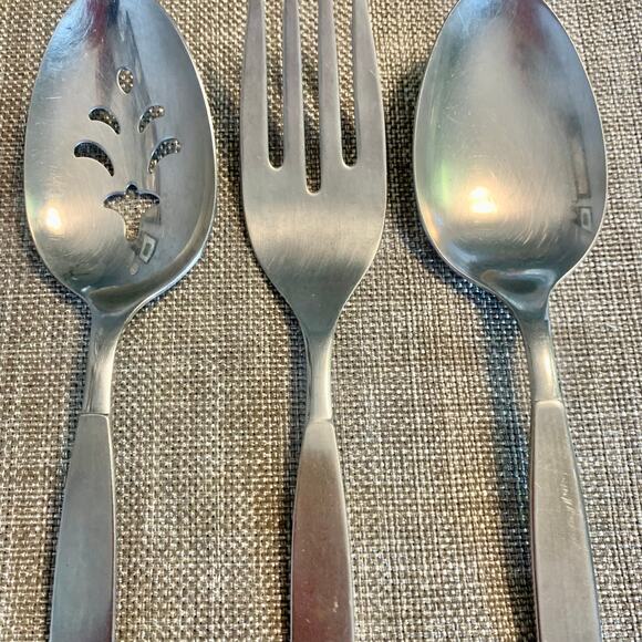 Oneida Community FROSTFIRE Stainless Satin Glossy Flatware Serving Set Pierced - Picture 6 of 12